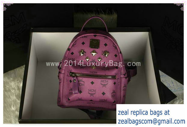 High Quality Replica MCM Stark Backpack Medium in Calf Leather 8003 Purple